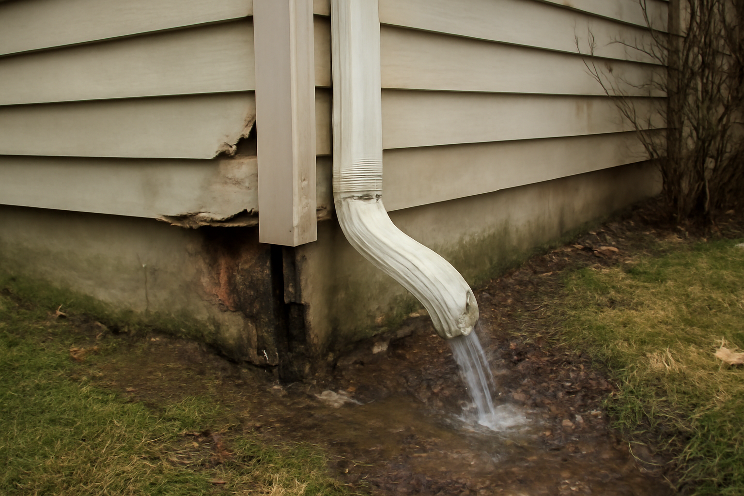 Downspout Failure Water Removal in Krum, TX