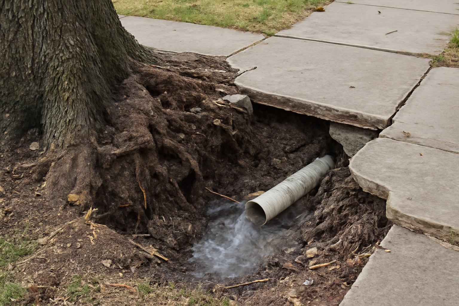 Tree Root Pipe Damage Water Removal in Weatherford, TX